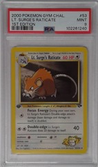 V1672: 2000: L.T Surge's Raticate: 53/132: 1ST Edition: Gym Challenge: PSA: 9: MINT: 102261240